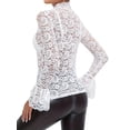 thumbnail image 2 of Hauts à Manches Cloche pour Femmes Blouse en Dentelle Ajourée Mode Fête Blanc P, 2 of 7