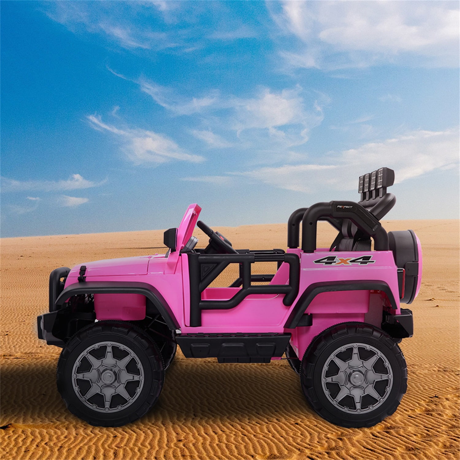 CIPACHO 12V Kids Ride On Car Toy, Electric Jeep Rechargeable Battery 4 mph Remote Control, Pink