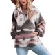 thumbnail image 1 of Sudadera con capucha con cuello en V para mujer Tops Casual de moda de manga larga con cordón impreso sudadera con bolsillo Rosa M, 1 of 6