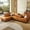 Ginger, variant on AENKYO 98" L-Shaped Upholstered Sectional Sofa Couch with Storage & Cup Holders, Faux Leather Living Room Sofa Set, Ginger