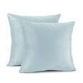 thumbnail image 2 of Clara Clark Plush Solid Decorative Microfiber Square Throw Pillow Cover with Throw Pillow Insert for Couch, Ice Blue, 28"x28"", 4 Piece Decorative Soft Throw Pillow Set, 2 of 8