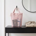 thumbnail image 4 of Hyknon Mesh Toiletry Tote Bag, Quick Drip Breathable Beach Mesh Crossbody Bags Carry Pouch with Zipper Top, Portable Makeup Bag Handbag for Bathroom Storage Gym Showers Trips Travel Toiletries, Pink, 4 of 4