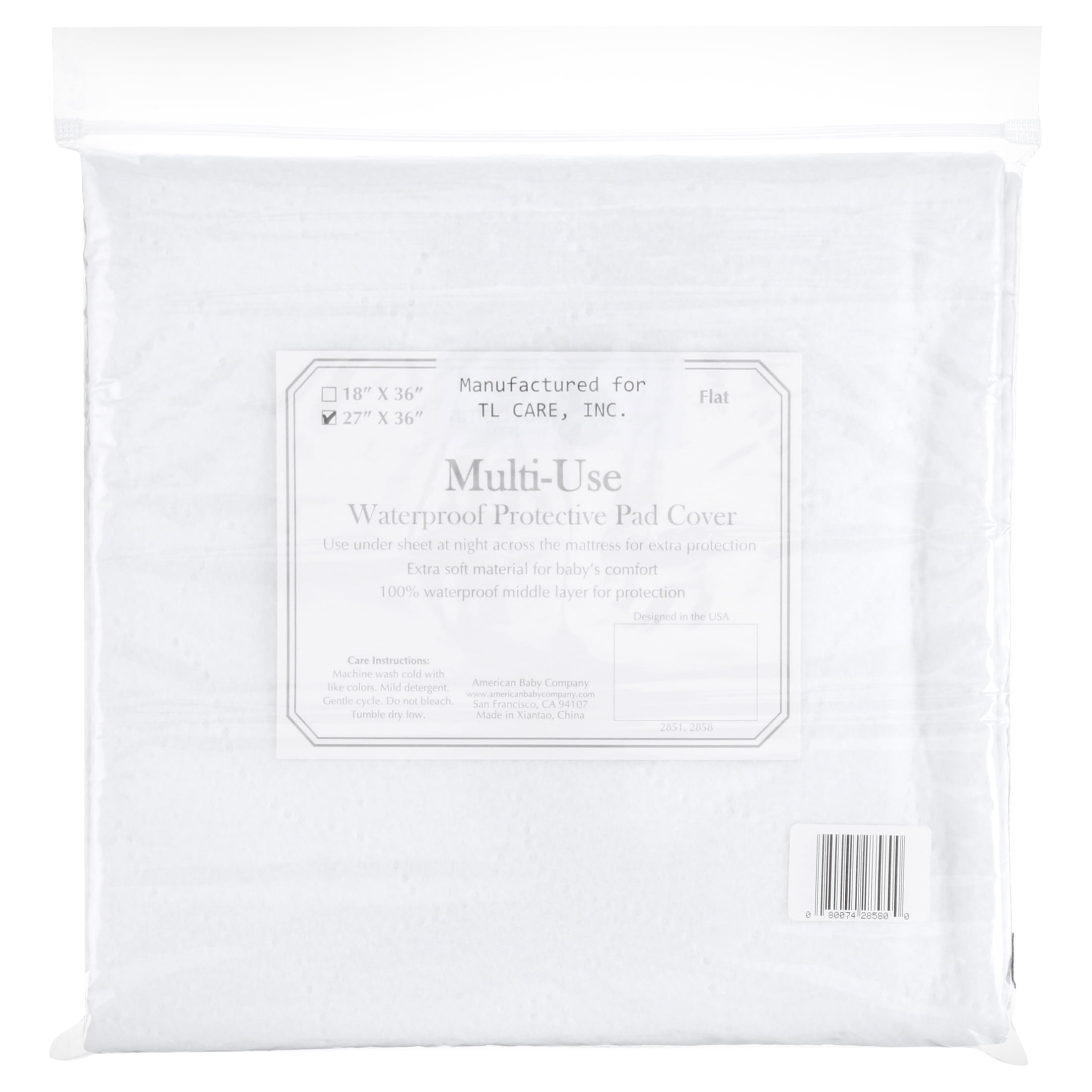 TL Care Waterproof Quilt-Like Flat Reusable Multi-Use Protective Mattress Pad Cover for Babies, Adults & Pets, White,27" x 36"