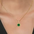 thumbnail image 4 of Gem Stone King 10K Yellow Gold Green Simulated Emerald and Diamond Pendant Necklace for Women | 2.50 Cttw | 8MM Cushion | Gold Necklace for Women | With 18 inch Chain, 4 of 5