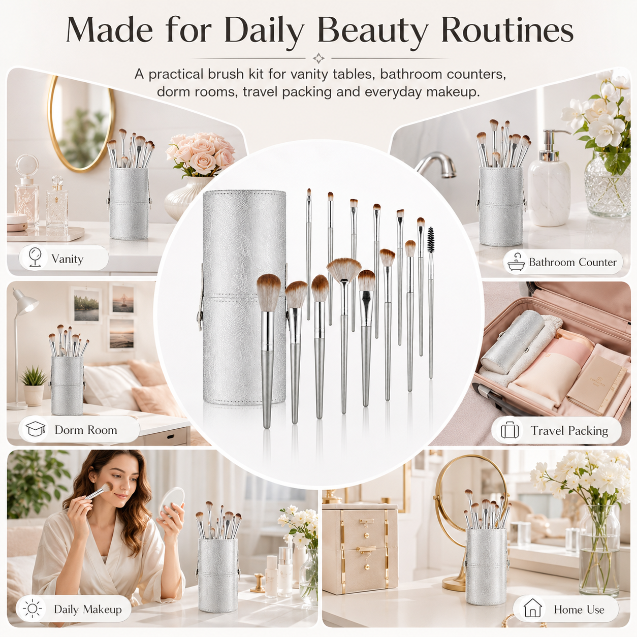 Niuta 14-Piece Professional Makeup Brush Set with Storage Cup photo 4