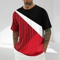 thumbnail image 2 of Jinhomg Casual Tee Shirts for Men 2025 Trendy Color Block Geometric Print T-Shirt Big and Tall Comfy Short Sleeve Crew Neck Tops Daily Wear Red XXXXXL, 2 of 6