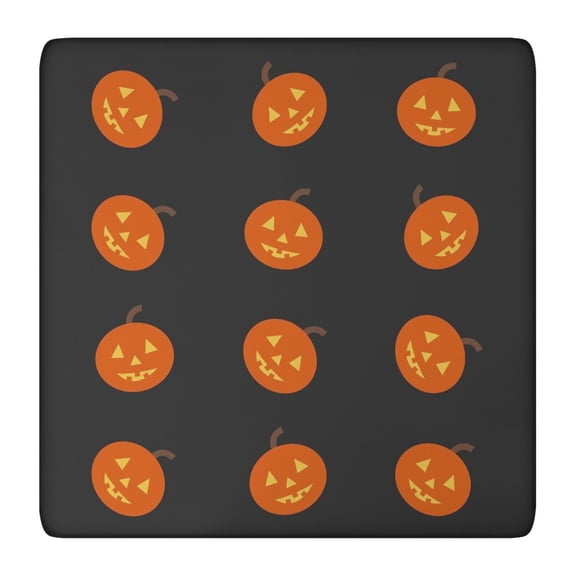 Halloween festive elastic border table cover specifically for 36x36 inch square tables, features stretch fabric with seasonal ghost and pumpkin designs
