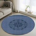 thumbnail image 2 of Nautical Compass Round Area Rug 4 FT, Non Slip Indoor Outdoor Rug, Navy Blue Striped Coastal Compass Washable Soft Circular Carpet Non-Shedding Floor Mat for Coffee Table Nursery Foyer Balcony, 2 of 9