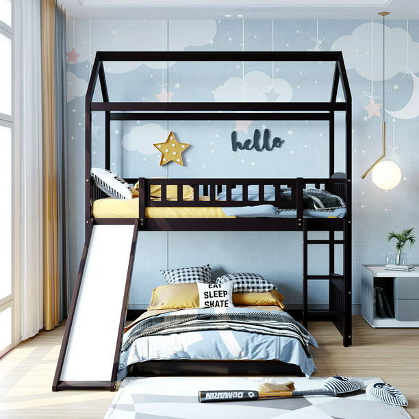 Twin Over Bunk Bed With, Basketball Bunk Bed With Sliders On Bottom