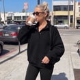 thumbnail image 5 of SUNBS Half Button Pullover Sweatshirt for Women Fall Oversized Casual Fleece Tops with Stand Collar, 5 of 8