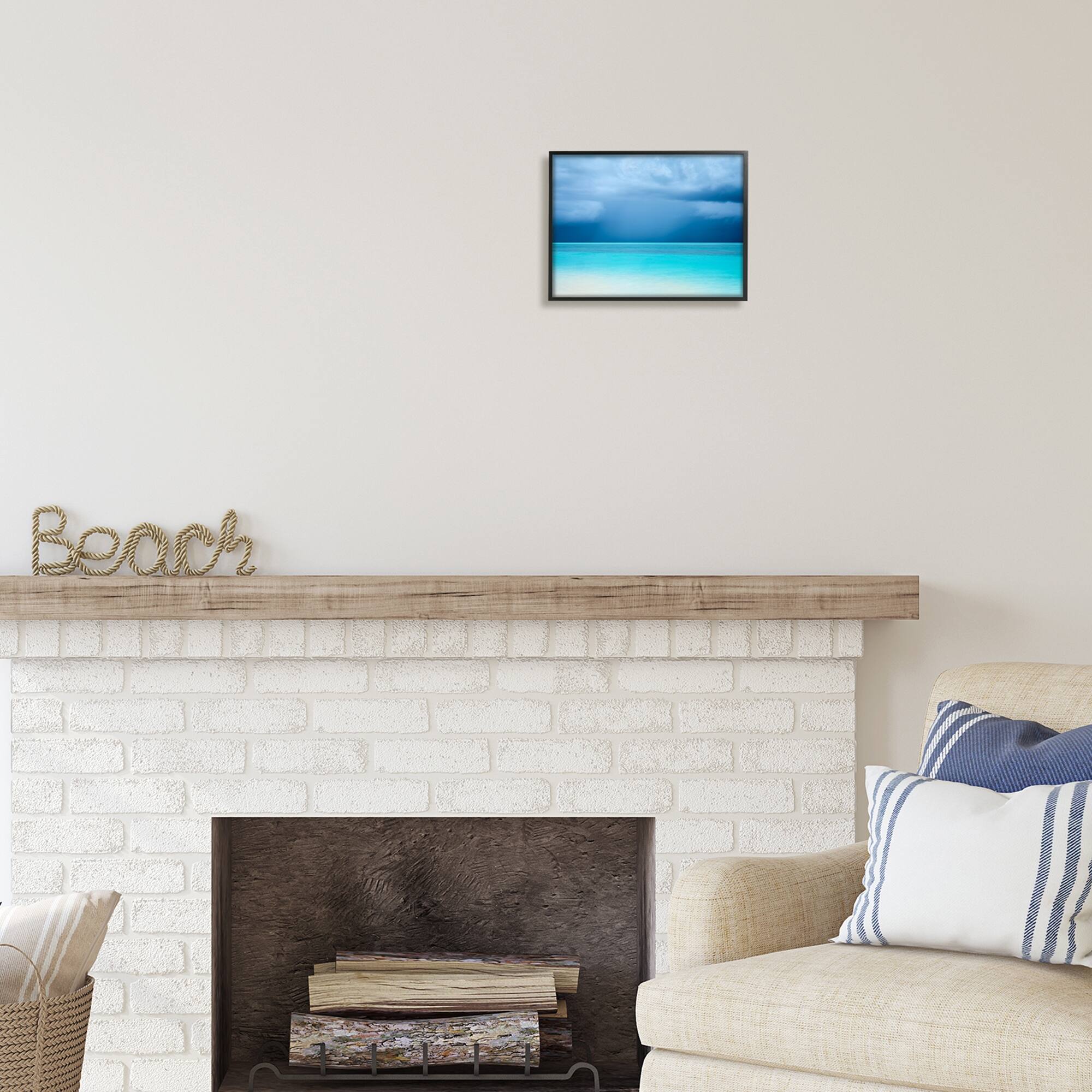 Stupell Industries Turquoise Ocean Landscape Coastal Photography Gray Framed Art Print Wall Art