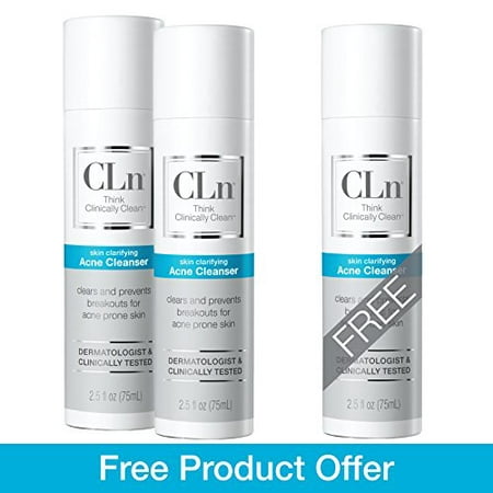 CLn Acne Cleanser - Acne Wash with Salicylic Acid and Preserved with Sodium Hypochlorite, Non-Irritating, Fragrance Free (Multi Pack: Order 2 & get 1 (Best Way To Get Rid Of Acne On Your Back)