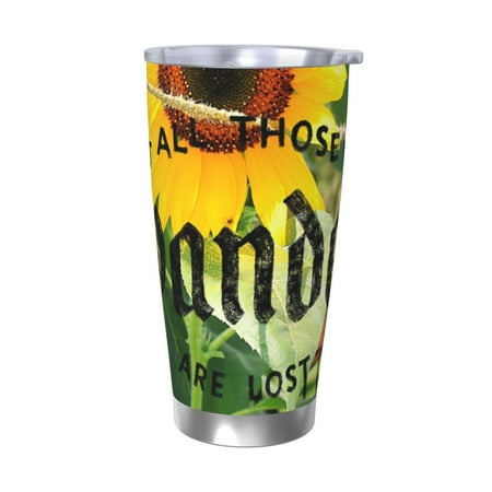 

Zeuib Not All Who Wander Are Lost Printed 20oz Stainless Steel Insulated Car Cup Stainless Steel Thermal Cup Vacuum Insulated Leak-proof Travel Mug Cup-Without Straw