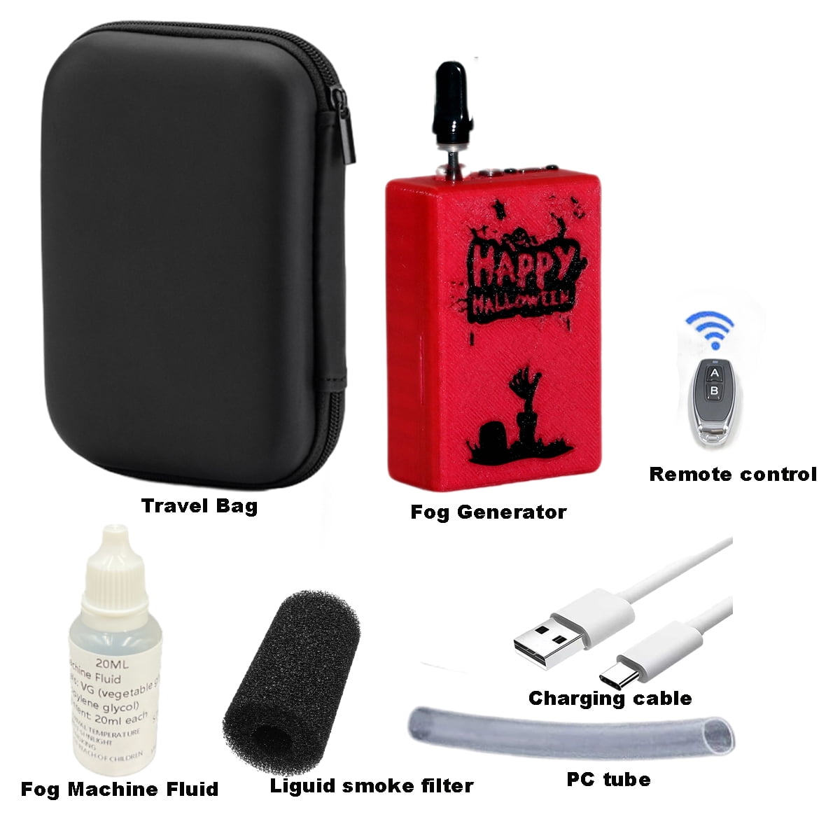 Portable Mini Fog Machine with Remote Control, Rechargeable Handheld Smoke Machine for Halloween, Photography, Cosplay, Parties & Video Effects