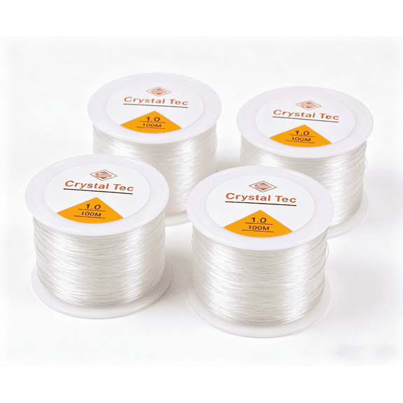 TAETOE 1mm Elastic Bracelet String Cord, White Stretch Bead Cord for Bracelet Making(4pcs)