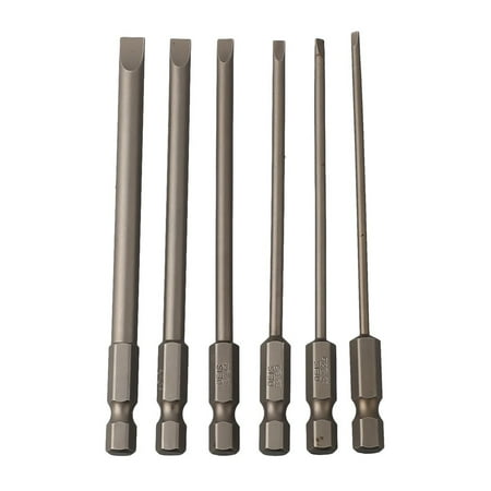 

6pcs SL2-SL6 Slotted Screwdriver Bits Set Alloy Steel Bits for Hand Drill 100mm