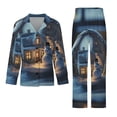 thumbnail image 3 of Christmas Crystal Ball Women's Long Sleeve Flannel Pajama Set Sleepwear S, 3 of 5
