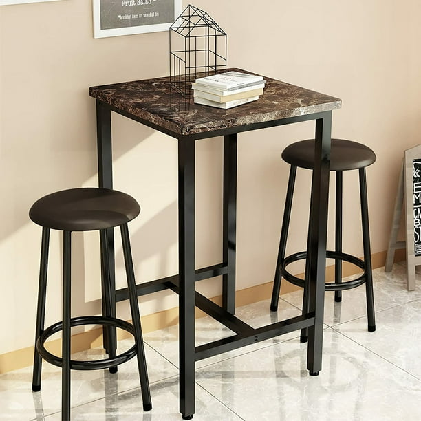 3 Piece Dining Table and Chairs Set for Apartment, Bar Set with 1