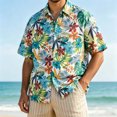 thumbnail image 5 of Yertdoel Hawaiian Shirt for Men Summer Funny Floral Printed Short Sleeve Loose Fit Button Down Beach Tops Outdoor Fashion Cozy Lightweight Casual Shirts, 5 of 5