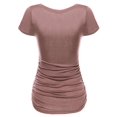 thumbnail image 2 of FashionOutfit Women's Cap Sleeve Scoop Neck Shirred Tee, 2 of 3