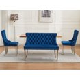 thumbnail image 3 of CQSXDA Velvet Double Dining Loveseat Bench , 2-Seat Tufted Design with Handmade Buttons and Wing Back Style, Black, 3 of 31