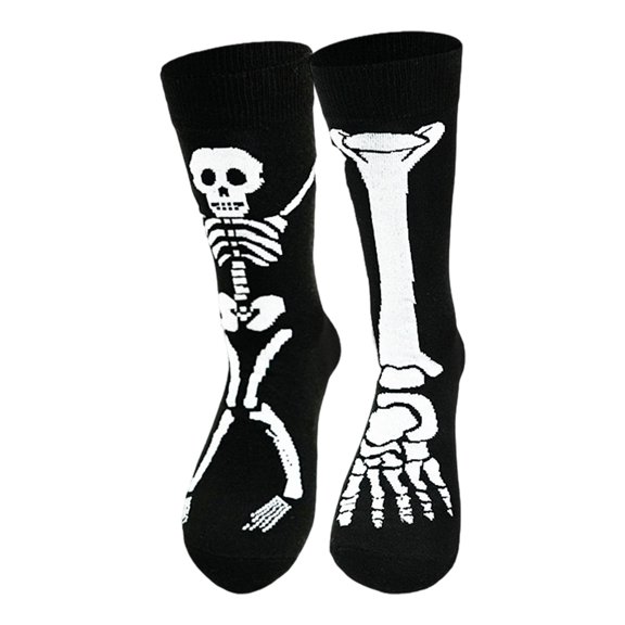 Puliio Halloween Crew Socks for Womens Skeleton Print Novelty Spooky Theme Party Casual Socks
