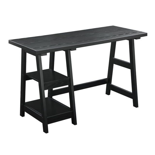 Convenience Concepts Designs2Go Trestle Desk in Black Wood Finish
