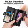 thumbnail image 6 of Allytech Case for Samsung Galaxy Z Fold 3 2021, Galaxy Z Fold 3 5G Cover 2021, Premium PU Leather + PC Frame Shockproof Anti-Drop Fold Kickstand Wallet Card Holder Case with Pen Holder, Black, 6 of 9