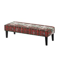 FUIALDOLG Stretch Dining Bench Cover Christmas Snowman Plaid Anti-Dust Removable Bench Slipcover Decorative Washable Seat Cushion Protector for Bedroom, Kitchen, Hotel, Banquet