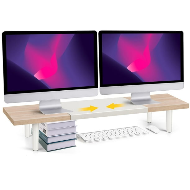 Soporte elevador para monitor Across-Star, doble monitor, ajustable de 81 a 102 cm