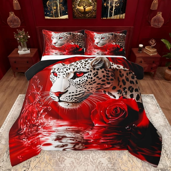 Castle Fairy Twin 2-Piece Animal Cheetah Floral Rose Comforter Set
