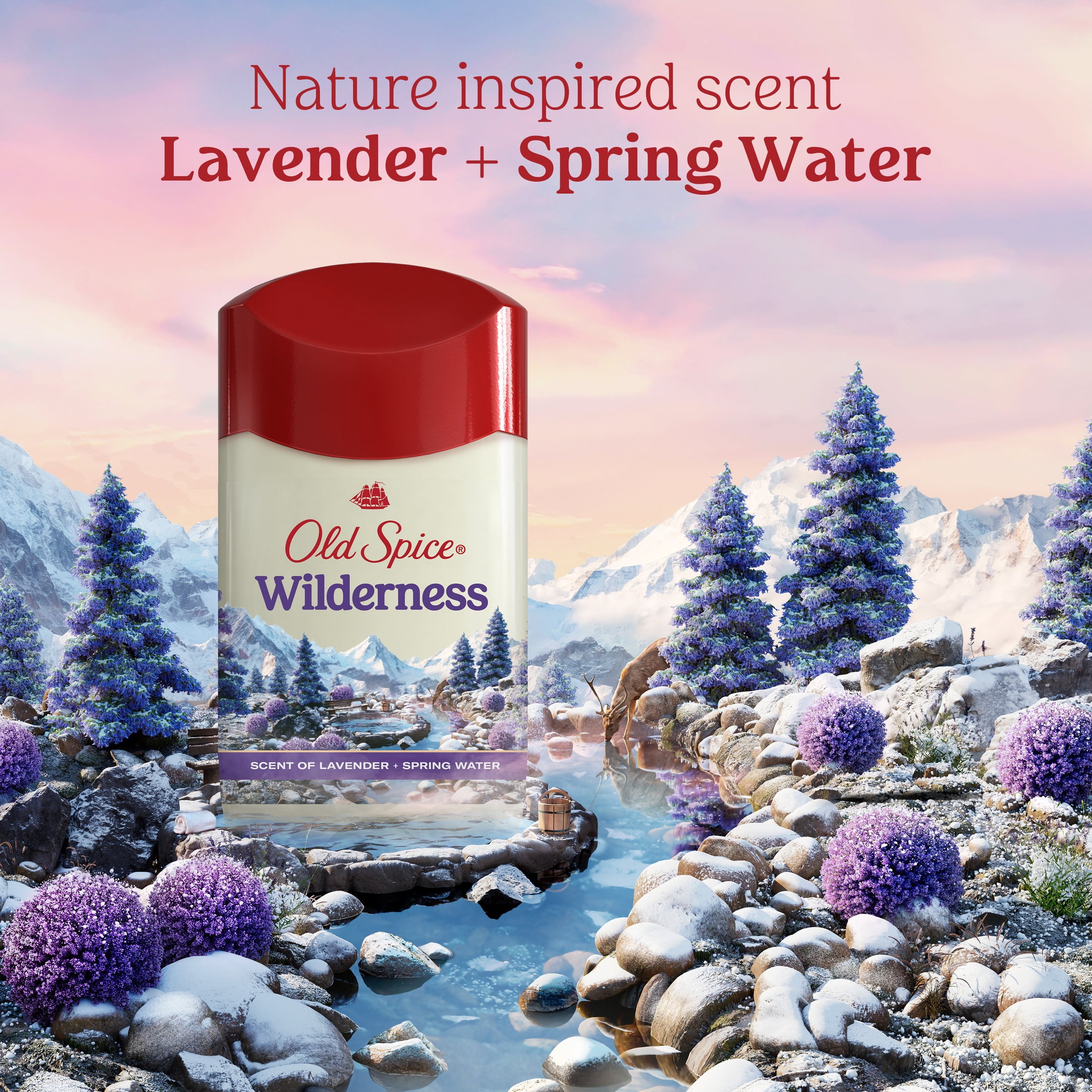 Old Spice Invisible Solid, Men's Antiperspirant Deodorant Stick, Wilderness with Lavender, 2.6 oz (2 Pack)