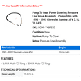 thumbnail image 2 of Pump To Gear Power Steering Pressure Line Hose Assembly - Compatible with 1990 - 1995 Chevy Lumina APV 3.1L V6 GAS 1991 1992 1993 1994, 2 of 2