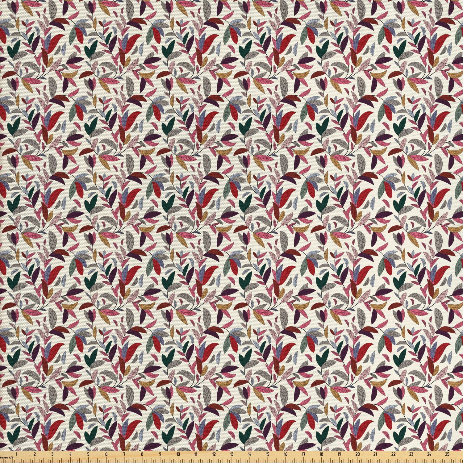 Flower Sofa Upholstery Fabric by the Yard, Plant Swirls Leaves in