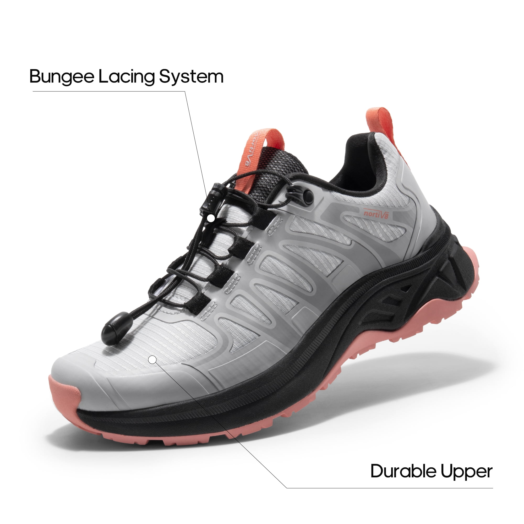 NORTIV 8 Women's Quick Laces Hiking Shoes Lightweight Walking Outdoors Trekking Trails Camping Casual Sneakers