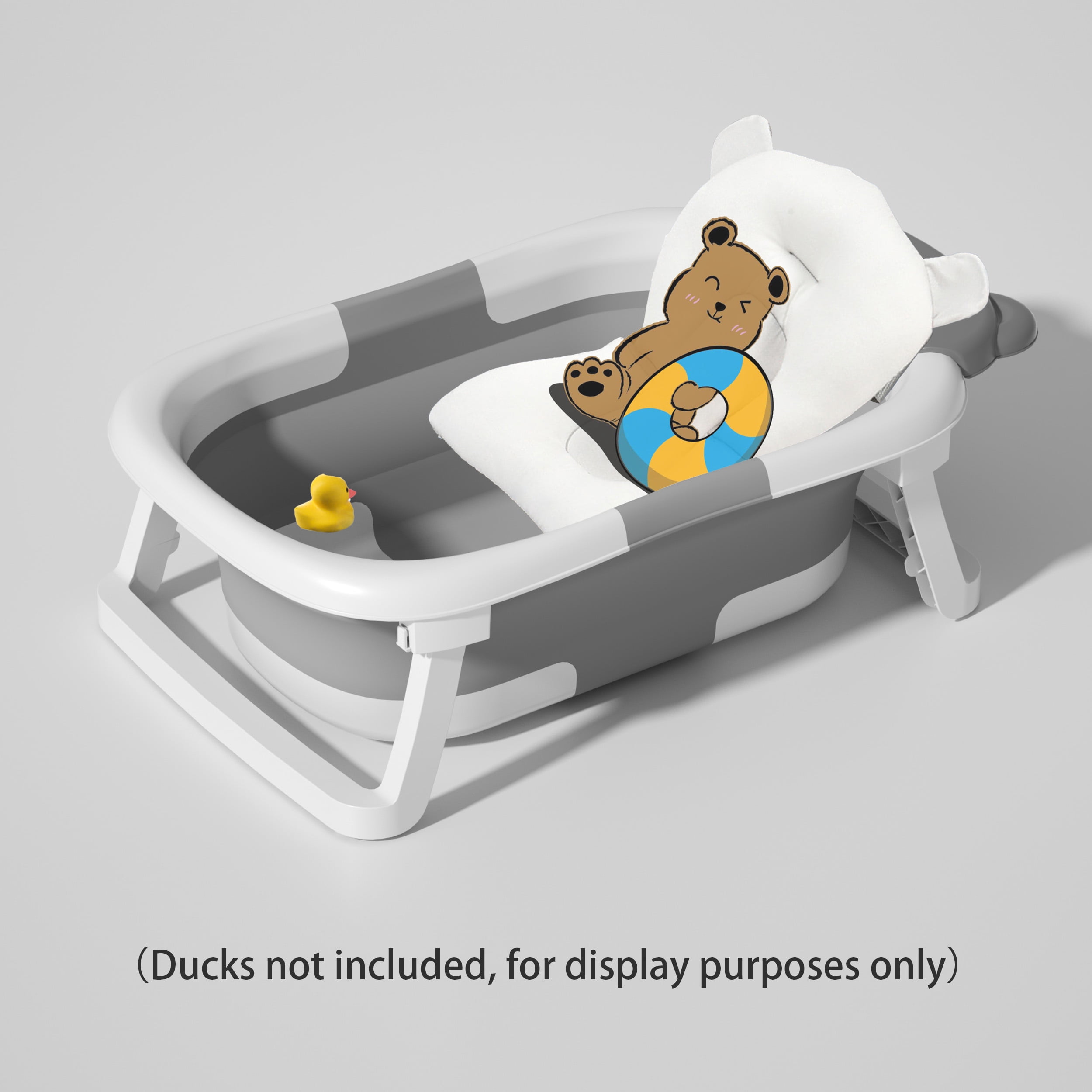 Collapsible Baby Bathtub for Infants to Toddler, Portable Travel Bathtub Multifunctional Bathtub with Drain Hole, Baby Folding Bathtub for Newborn 0-36 Month (Blue+Floating Baby Bath Cushion)