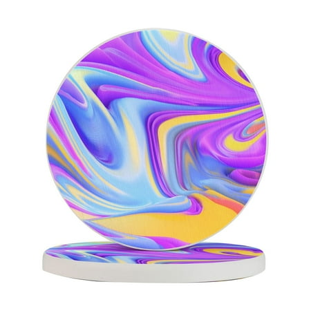 

Circular Drink Coasters Set Colorful Abstract Lava Background Beautiful Home Decor Diatomite Heat-Resistant Diatomite Protect Table Countertop
