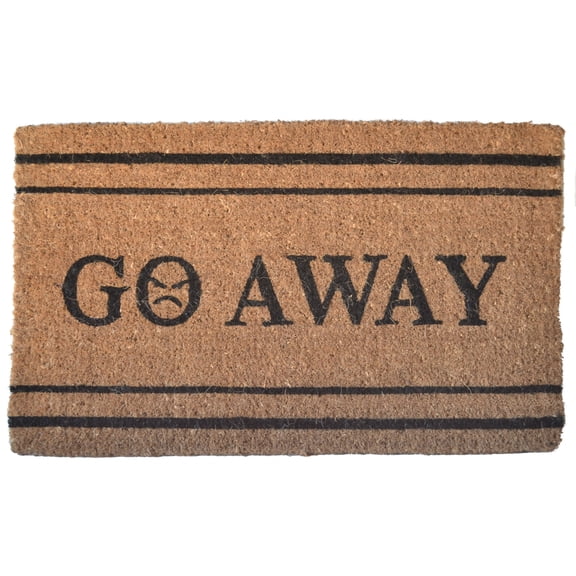 30" Brown and Black Rectangular Go Away Basic Coir Door Mat