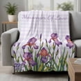 thumbnail image 2 of Purple Floral Spring Blanket Soft Cozy Warm Throw Blanket for Couch, Plush Fuzzy Flannel Fleece Blankets for Sofa, Lavender Buffalo Plaid Botanical Bed Blankets Lightweight Gifts for Women, 40"x50", 2 of 9