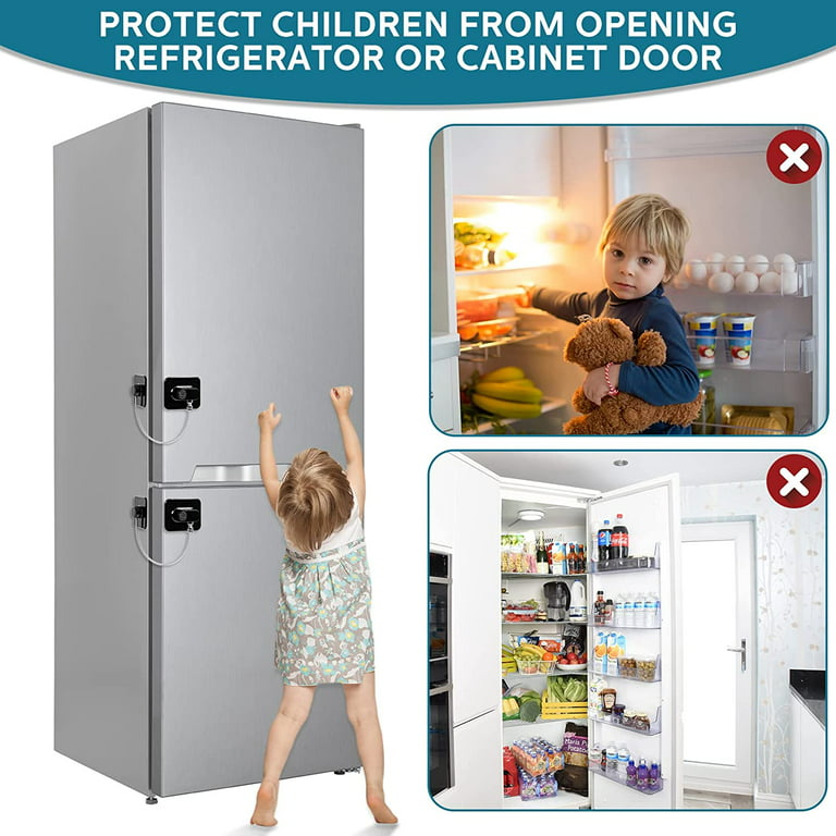 2 Pack Fridge Lock Refrigerator Lock For Kids Freezer Door Lock And Child  Safety Cabinet Lock By Black