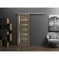 thumbnail image 4 of Sturdy Barn Door 32 x 96 inches | Quadro 4088 Cognac Oak with Frosted Glass | Stainless Steel 6.6FT Rail Hangers Heavy Set | Solid Panel Interior Doors, 4 of 4