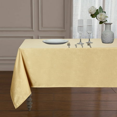 

Diamond Jacquard Spill Proof Tablecloth Gold 70 Inches Round
