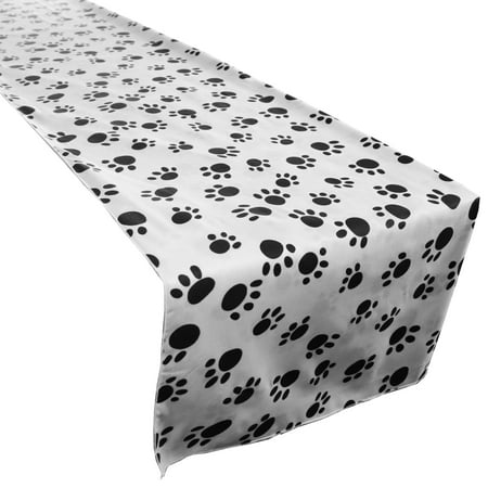 

Cotton Print Table Runner Animal Big Paw Print Black Paw on White