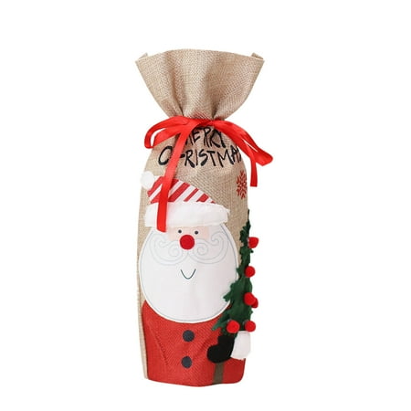 

Coopserbil Christmas Table Decoration Props Cartoon Red Bottle Set Santa Bottle Bag Bottle Gift Boxes Silicone Stopper