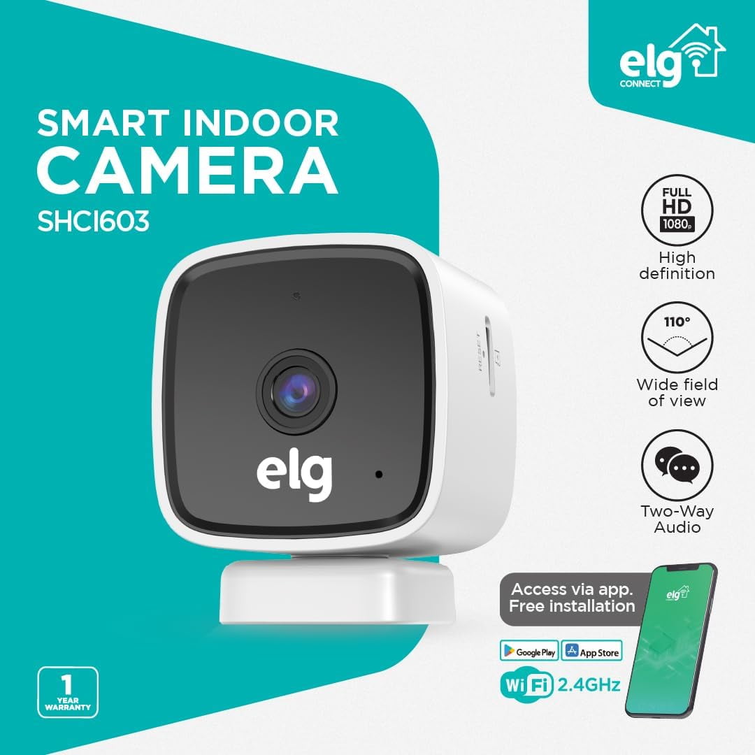 ELG Smart Indoor Camera 1080p HD WiFi Security Motion Detection Night Vision SOS Button Two Unit