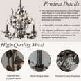 thumbnail image 3 of Contemporary 3-Light Dark Bronze Leaf Chandelier Elegant Interior Lighting With Crystal Accents For Dining Room Foyer, 3 of 5