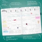 Legend Planner PRO Undated Hourly Schedule Weekly Daily Organizer with Time Slots, Habit Tracker, Budget Pages, A4 8.5x11 Eco-Leather Hardcover, Dark Teal
