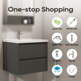 thumbnail image 2 of 24'' Bathroom Vanity with Sink, Wall Mounted Small Bathroom Vanity with Soft-Close System Modern Floating Cabinet with Faucet, Pop-up Drain, P-Trap, Grey, 2 of 8