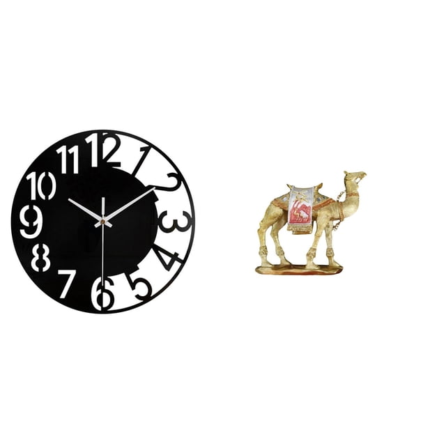 Reloj de pared acrílico con forma de camello. Estatua decorativa de resina con forma de animal. Silencioso, fácil de leer, sencillo y redondo. Ideal p