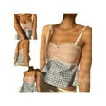 thumbnail image 6 of Biekopu Women Plaid Lace Trim Camisoles Spaghetti Strap Sleeveless Backless Summer Vests Crop Tops, 6 of 6